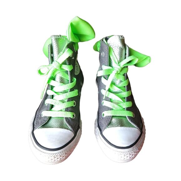Converse All Star Hi Bow Back Snakeskin Neon Green Lace Up High Top Sneaker 11 - Picture 4 of 13